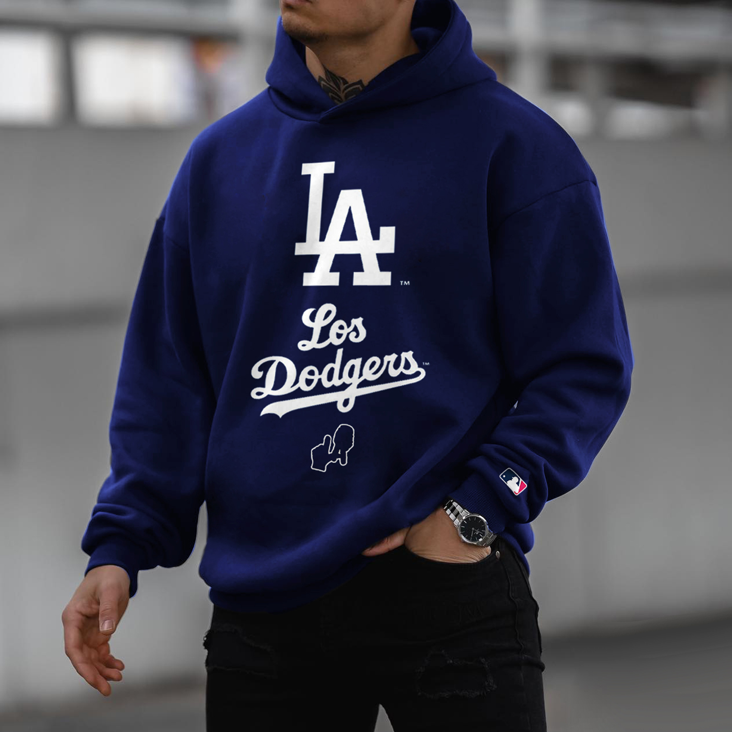 Oversized Casual Men's Los Angeles Dodgers Hoodie 