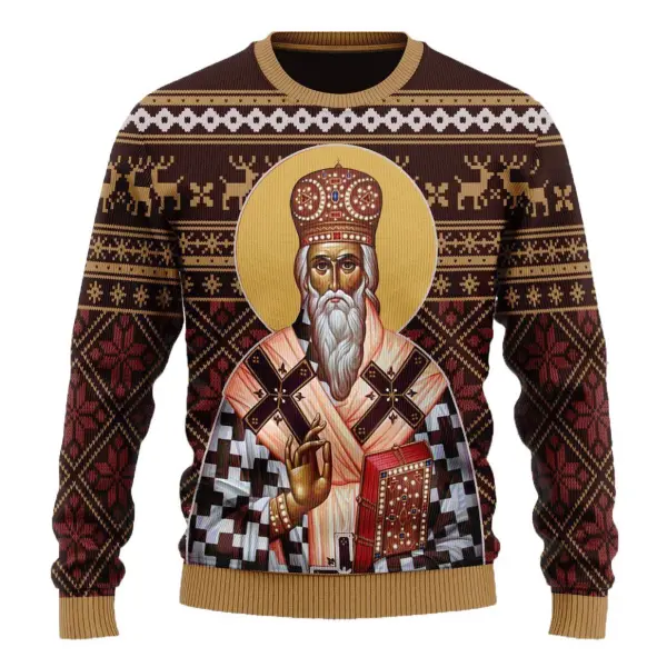 Men's Saint Basil Of Ostrog Ugly Christmas Sweatshirt - Mosaicnew.com 