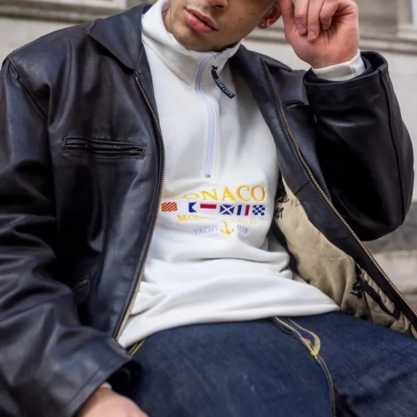 Unisex Vintage Monaco Yacht Club Stand Collar Sweatshirt - Cotosen.com