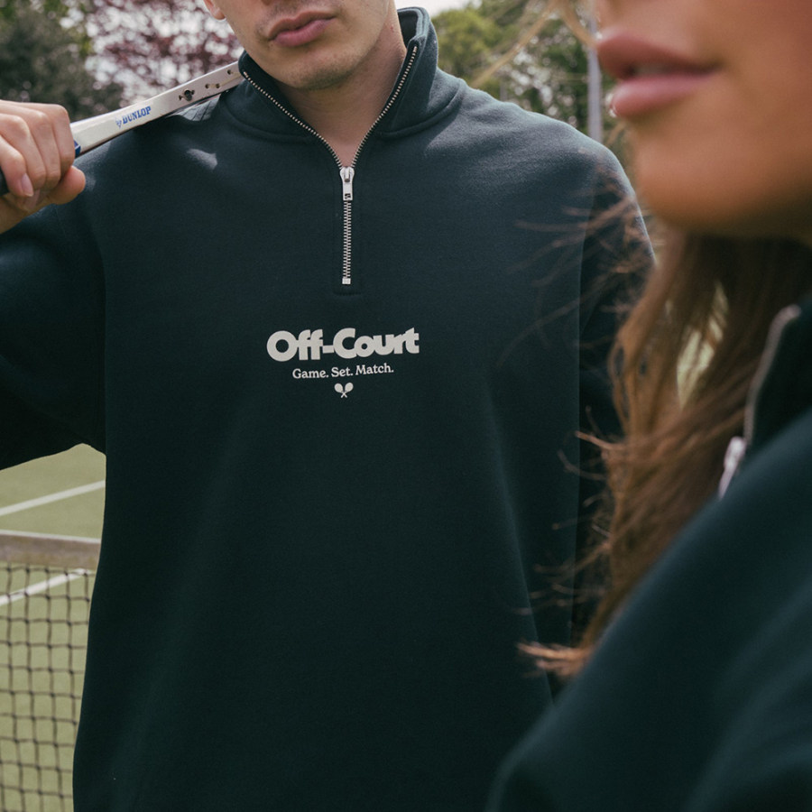 

Pullover Unisex Vintage Vice 84 "Off Court GSM" Con Colletto Rialzato E Mezza Zip