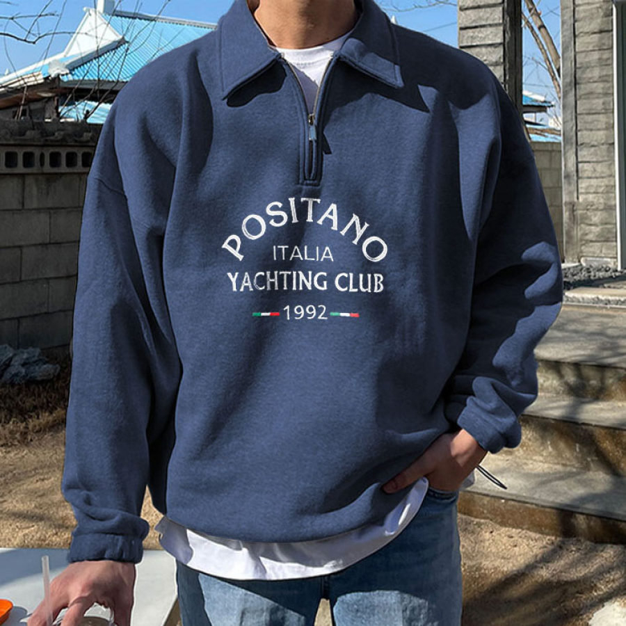 

Felpa Con Colletto Polo Con Zip A Quarti Vintage Positano Yachting Club Da Uomo