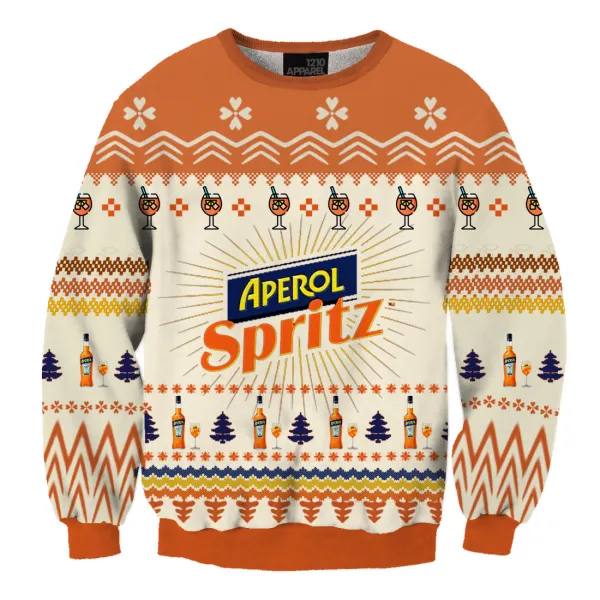 Unisex Vintage Aperol Spritz 05 3D Printed Christmas Ugly Sweatshirt - Cotosen.com