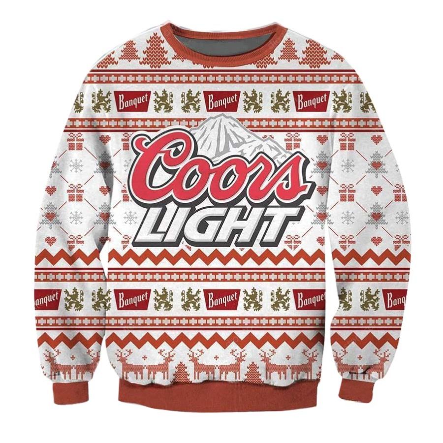 

Sudadera Navideña Fea Con Estampado 3D De Cerveza Ligera Coors Para Hombre