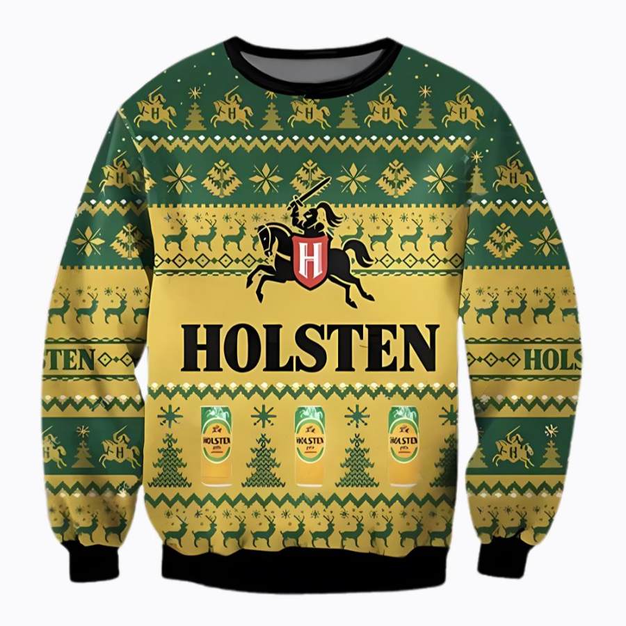 

Sudadera Navideña Fea Con Estampado 3D De Cerveza Holsten Para Hombre