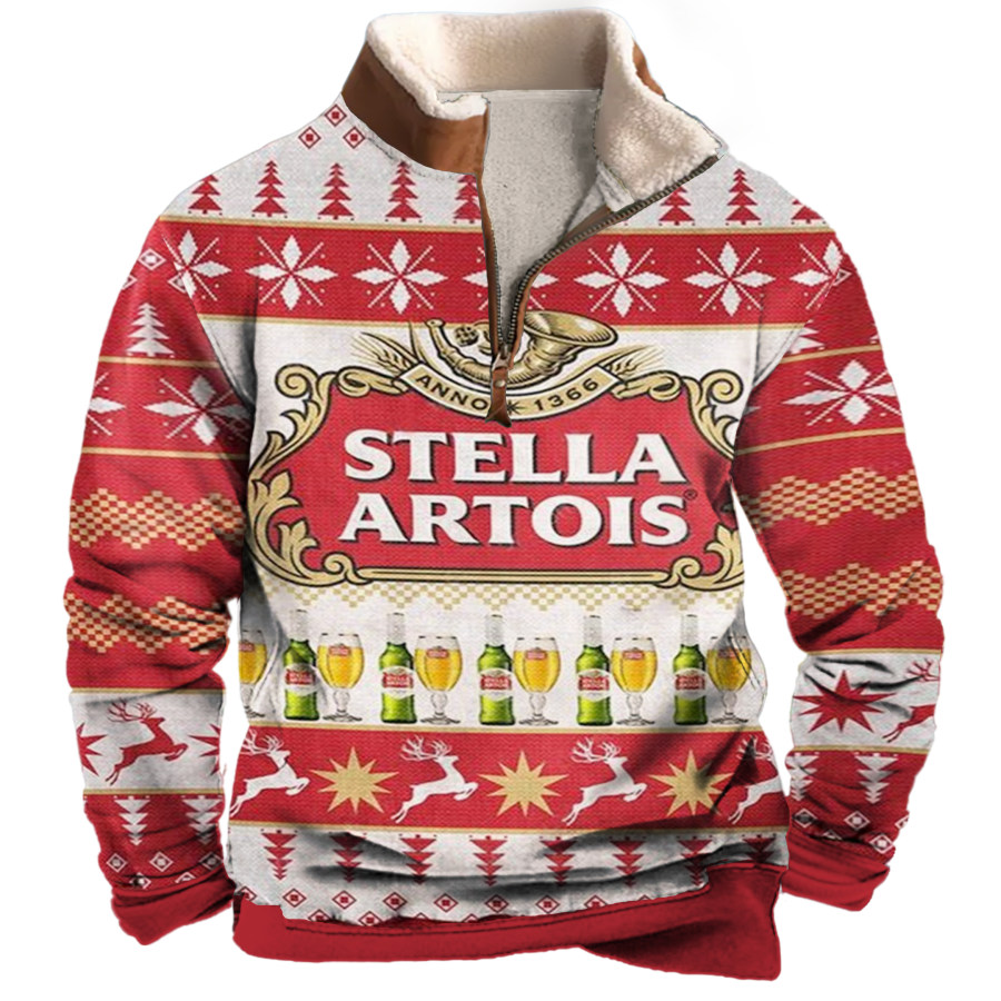 

Sweat-shirt De Noël Unisexe Stella Artois à Col Zippé 1/4 Imprimé En 3D