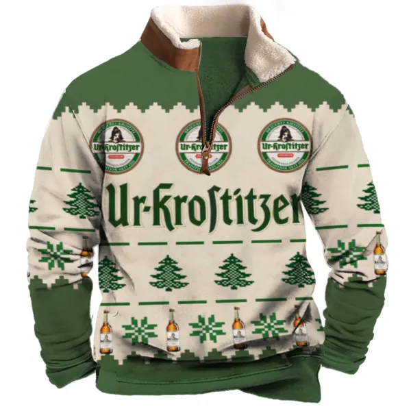 Unisex Ur-Krostitzer Casual 1/4 Zip Collar 3D Printed Christmas Sweatshirt - Cotosen.com