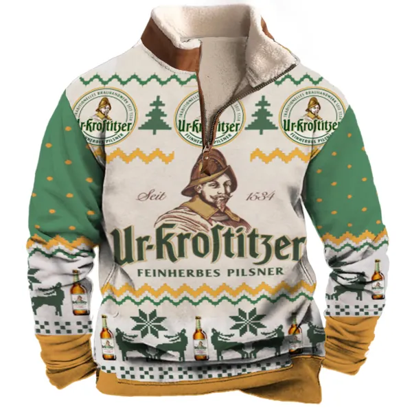 Unisex Ur-Krostitzer Casual 1/4 Zip Collar 3D Printed Christmas Sweatshirt - Cotosen.com
