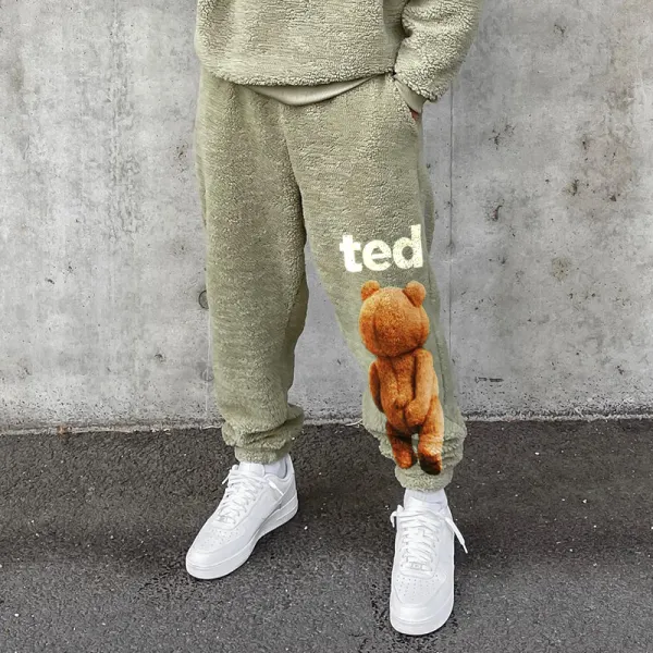 Pantaloni Casual In Velluto Con Lettera Dell'orso - Faciway.com 