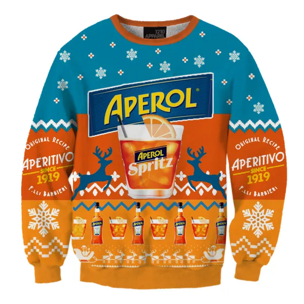 Unisex Aperol Spritz Orange Fun 3D Printed Christmas Sweatshirt - Cotosen.com