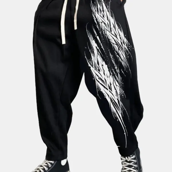 Graffiti Rune Marked Casual Trousers - Faciway.com 