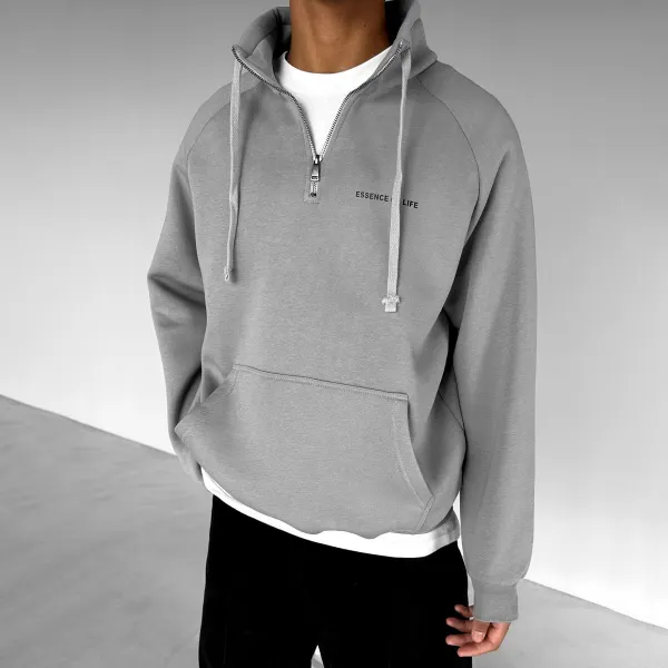 Men's Loose Comfortable Casual Zip Stand Collar Drawstring Sweatshirt - Faciway.com 