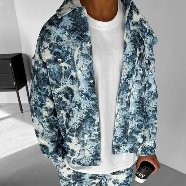Oversized Zha-dye Patterned Soft Textured Shirt Jacket - Faciway.com 