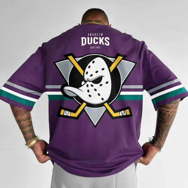 Oversized Casual Men's Mighty Ducks Tee - Cotosen.com