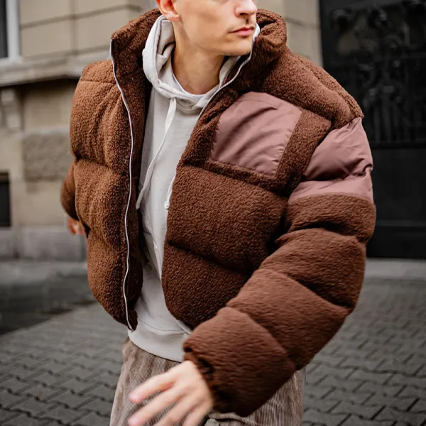 Giacca Da Uomo In Pile Termico E Shearling Con Zip - Faciway.com 