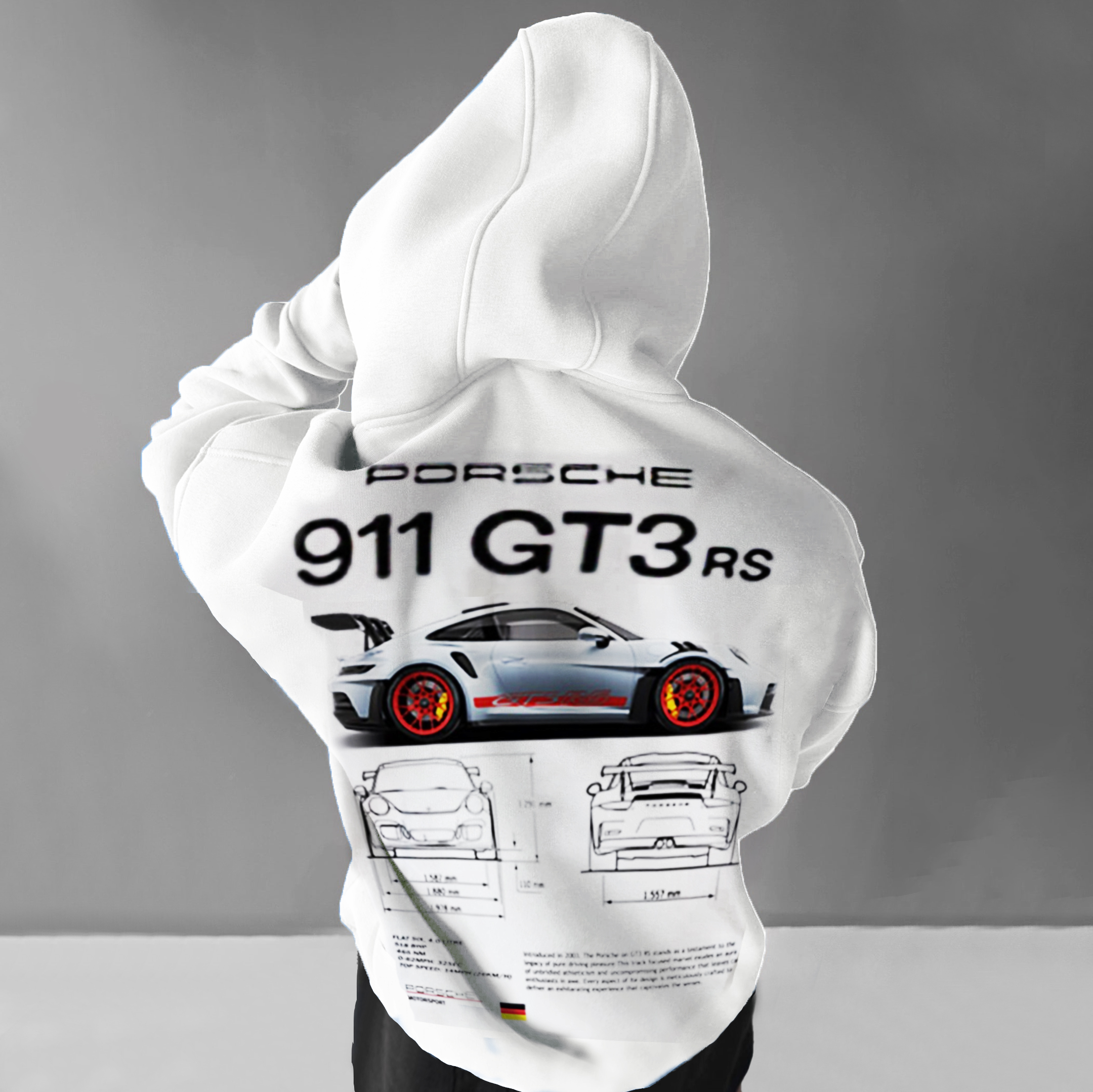 Unisex Oversized 911 GT3 RS Racing Street Wear Printed Hoodie