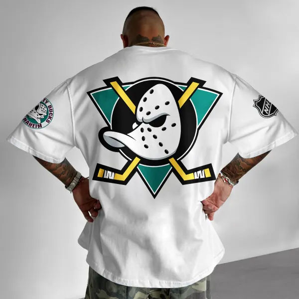 Oversized Casual Men's Mighty Ducks Tee - Cotosen.com