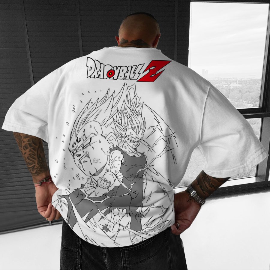 

T-shirt Unisexe Surdimensionné à Imprimé Anime Vegeta