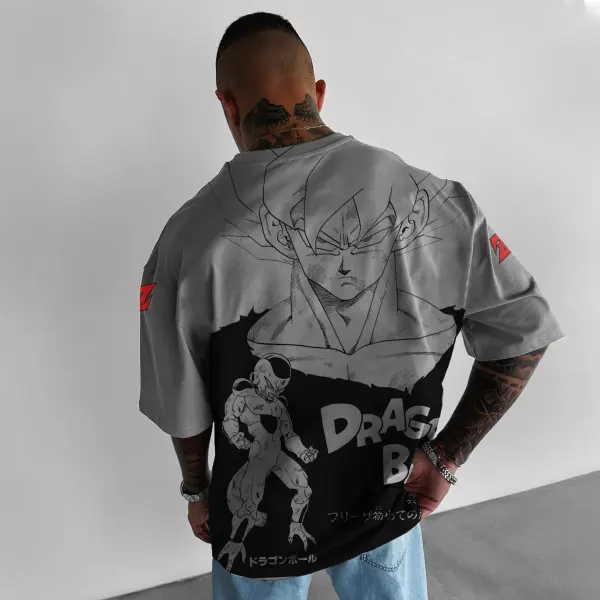 Unisex Oversized Super Saiyan Anime Print T-Shirt - Cotosen.com