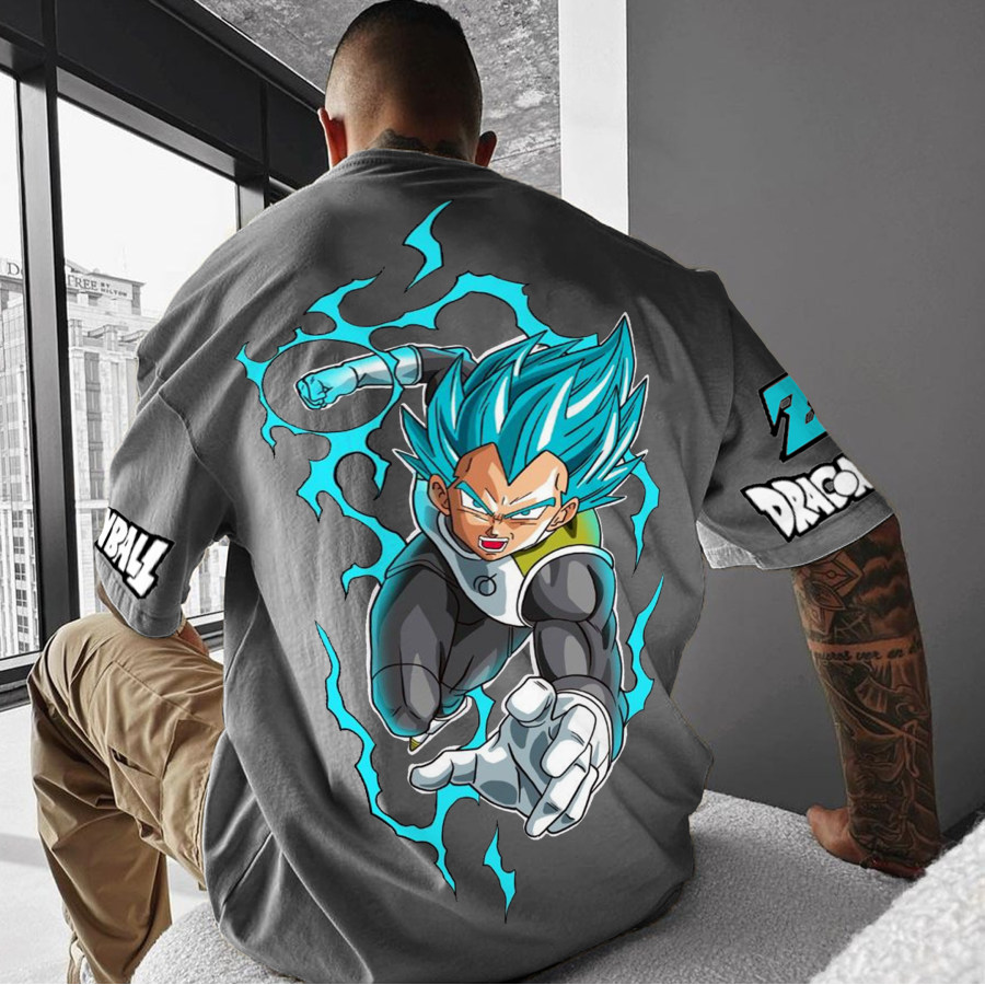

Unisex Übergroßes DBZ Vegeta Anime Bedrucktes T-Shirt