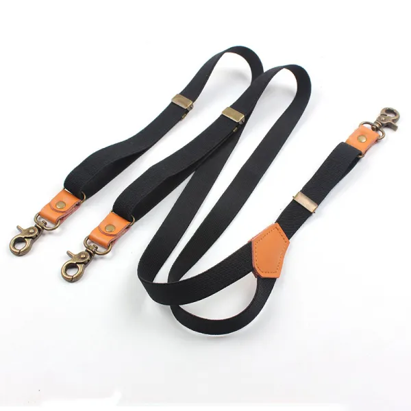 Men's retro Y-shaped suspenders with three clips and hook suspenders - Nicheten.com 