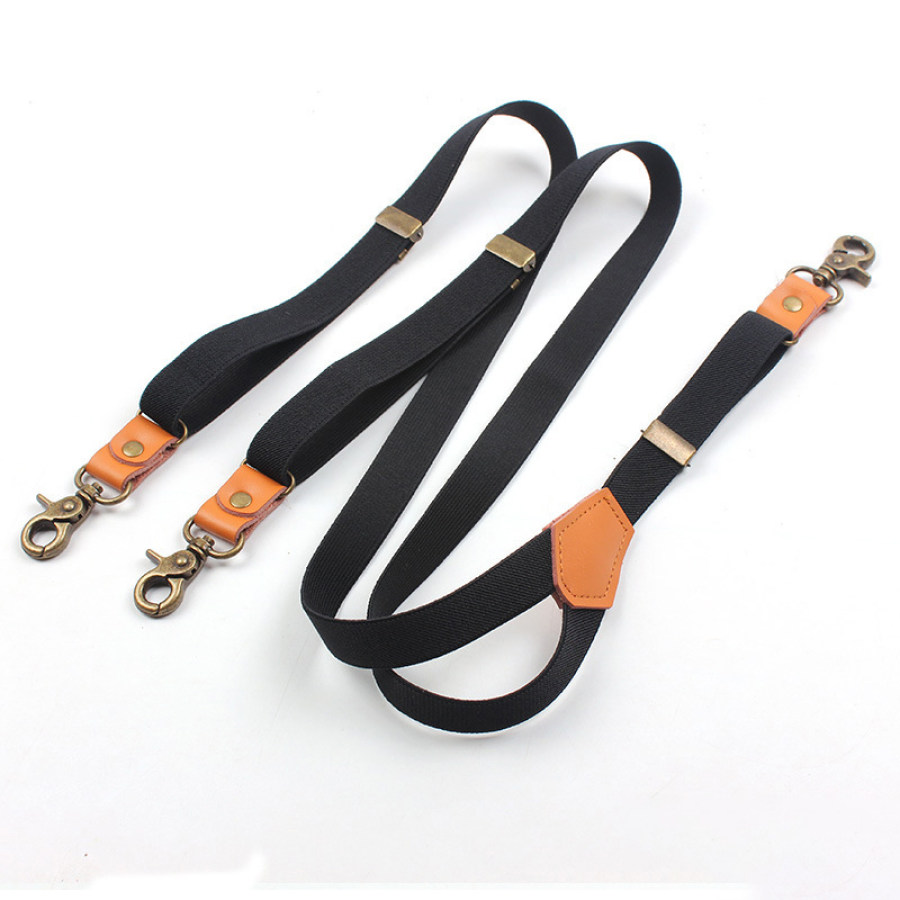 

Men's retro Y-shaped suspenders with three clips and hook suspenders