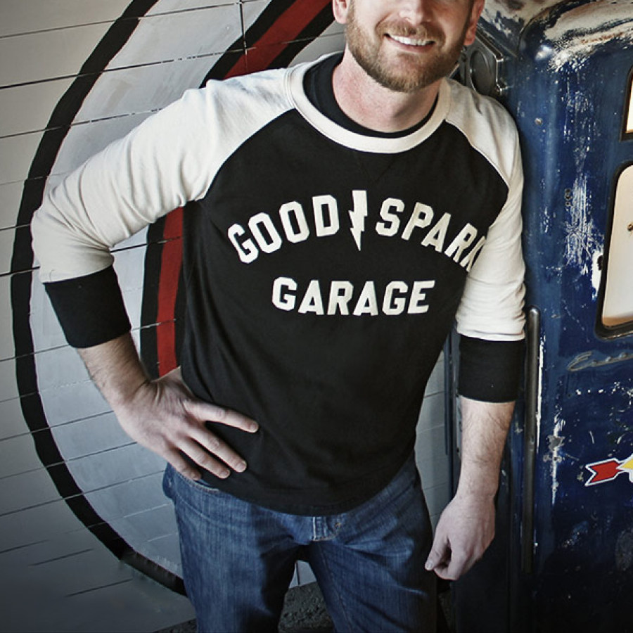 

Retro contrast raglan sleeve motorcycle jersey