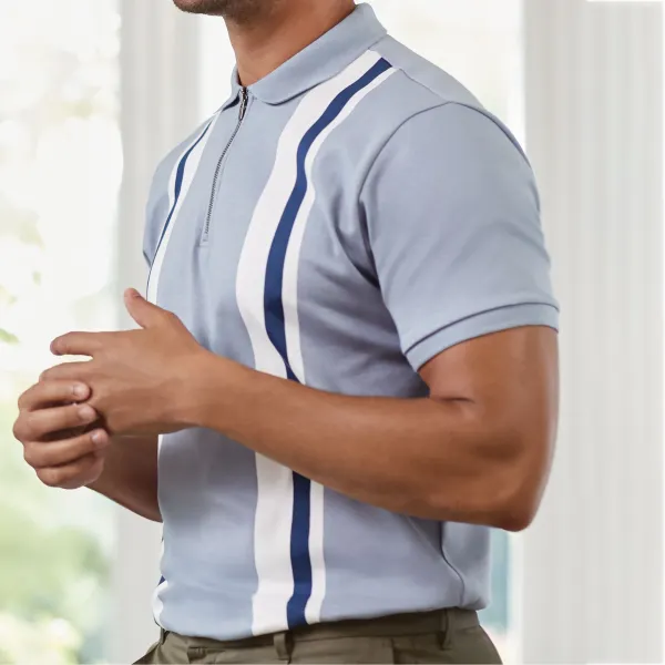 Contrast stripes polo shirt - Fineesa.chimpone.com 
