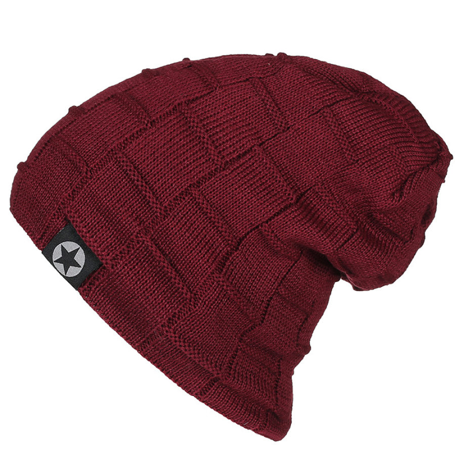 

Men's outdoor hedging pile hat woolen hat plus velvet knitted hat