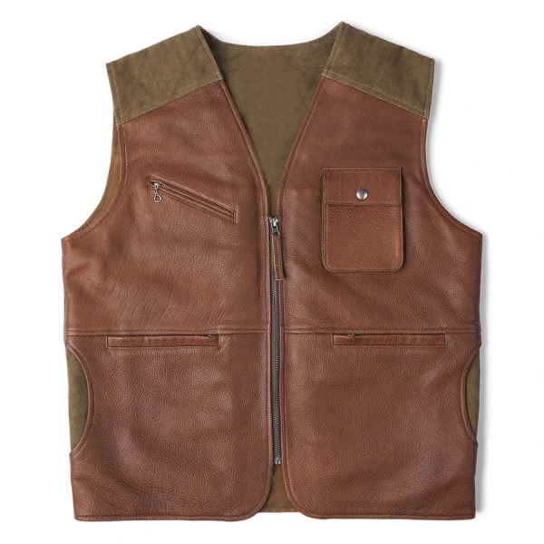 Western Denim Zip Leather Vest Only 37.26 - menilyshop.com