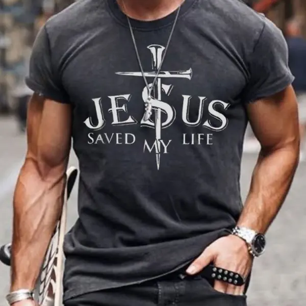 Jesus Cross Print T-shirt - Nikiluwa.com 