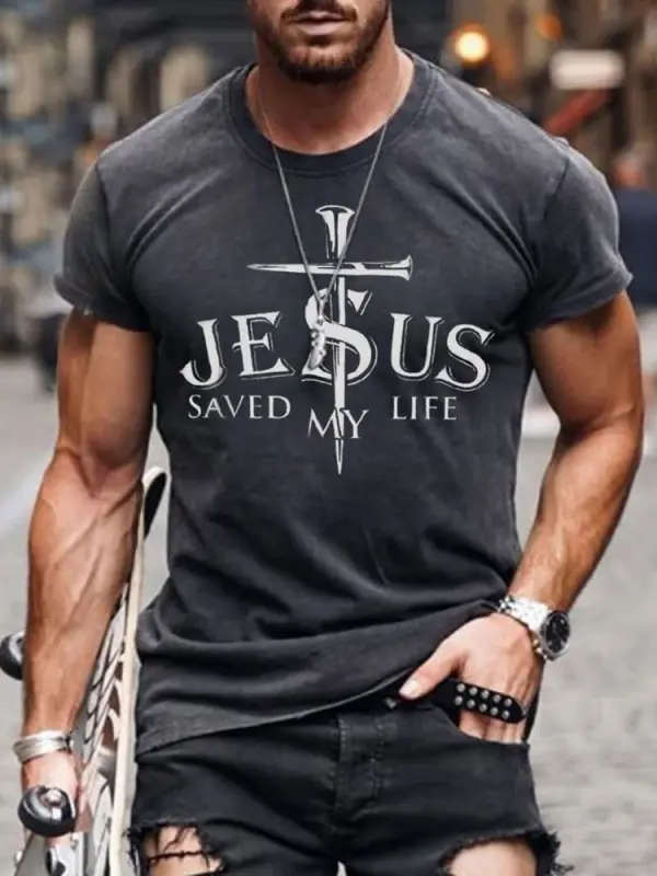 Men's Fashion Casual Jesus Cross T-shirt - Spikesky.chimpone.com 
