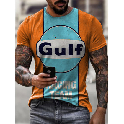 Mens Vintage Motor Gulf Oil Printed T-shirt