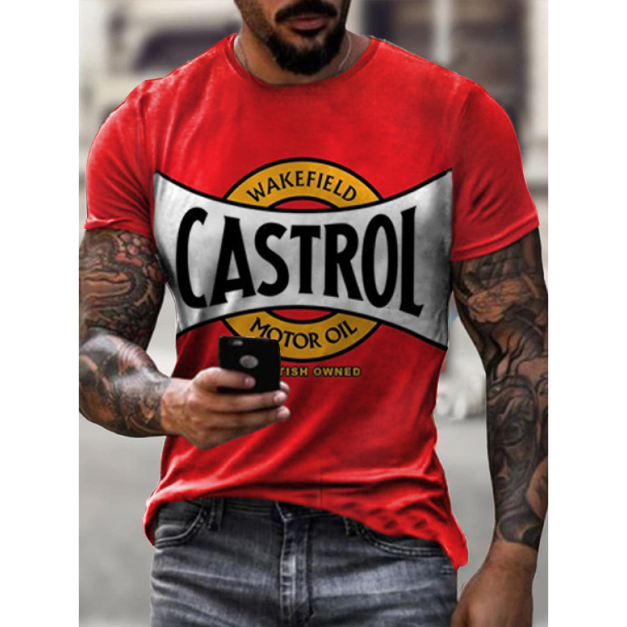 

Mens Vintage Motor Oil Badge Printed T-shirt