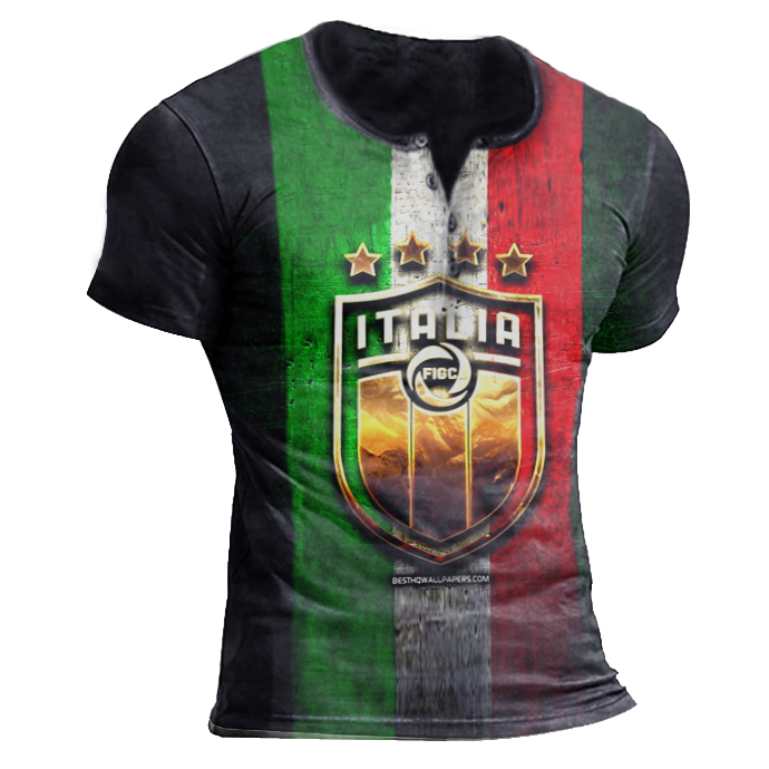 Mens Italian Football Team Printed Outdoor T-shirt