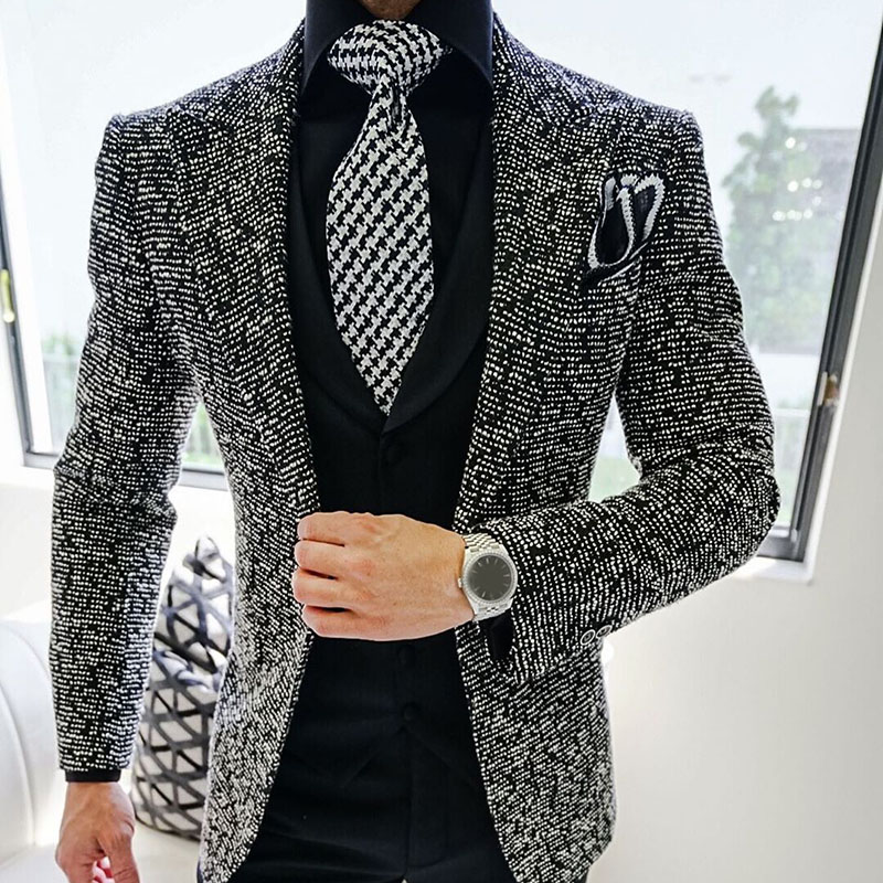 Elegant And Simple Business Party Men's Knit Suit