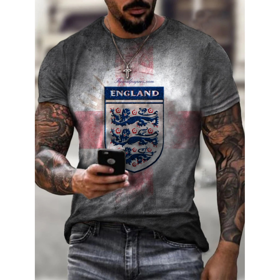 

Mens England Football Team Printed Fashion Casual T-shirt