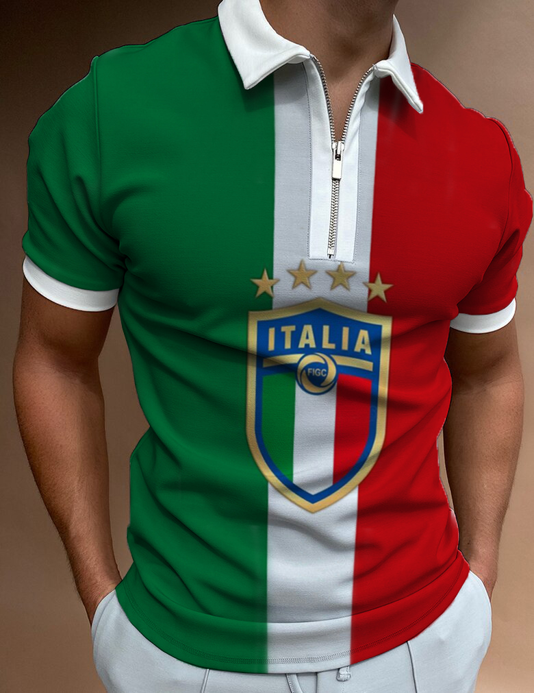 Football Contrast Print Polo Shirt
