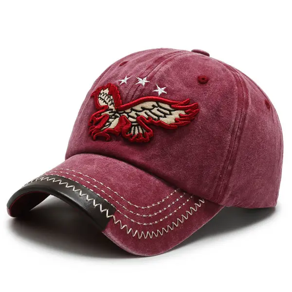Freedom Eagle Retro Washed Embroidered Sun Hat - Kalesafe.com 