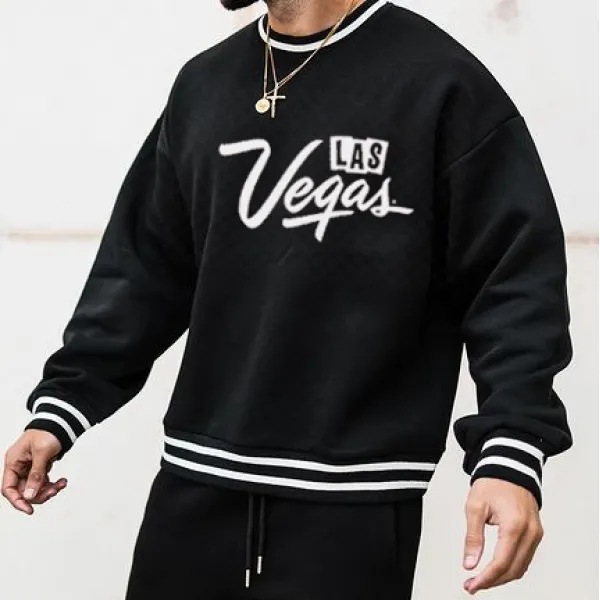 Las Vegas Print Crew Neck Sweatshirt - Yiyistories.com 