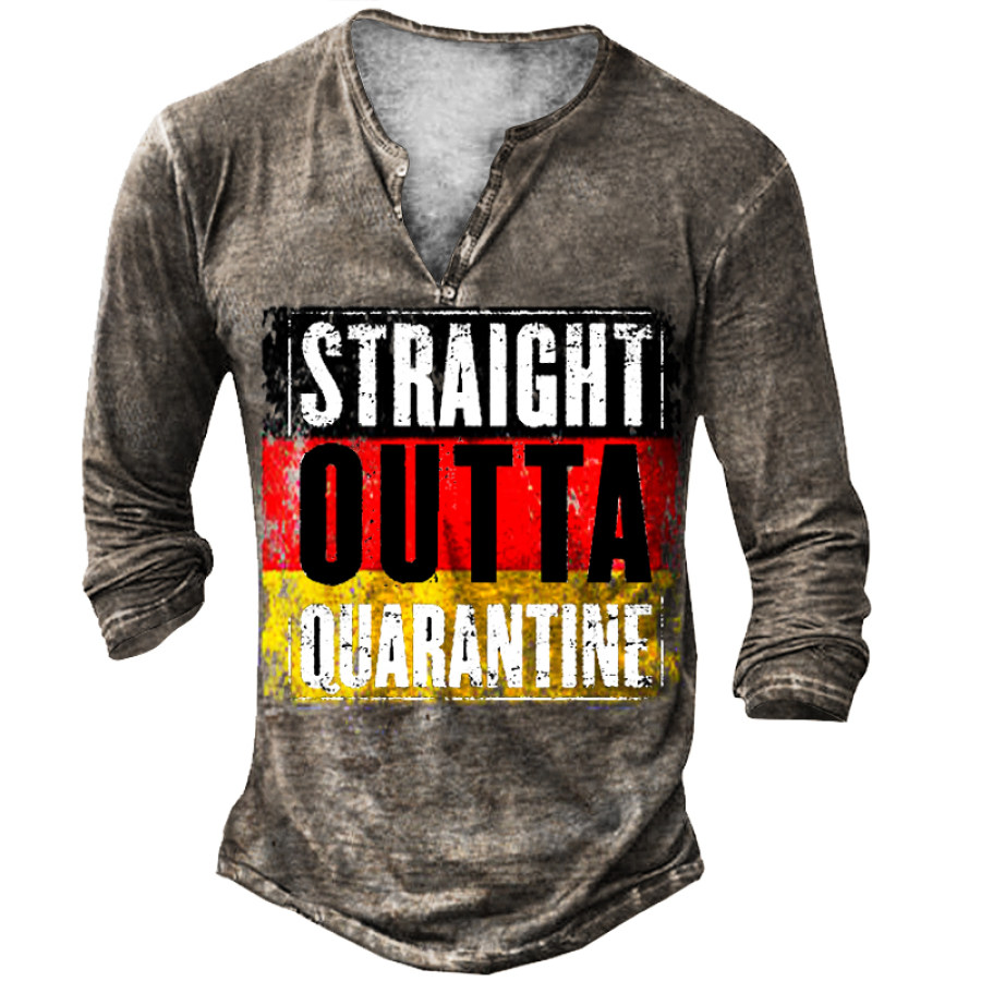 

O Isolamento Está Prestes A Terminar Em Breve Camisa Masculina Henley Vintage Para Exteriores