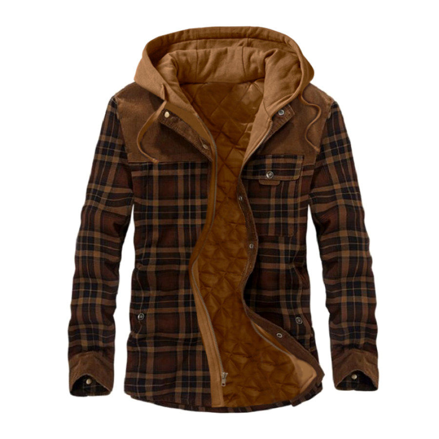 

Men's Plaid Hooded Flannel Shirt Jacket