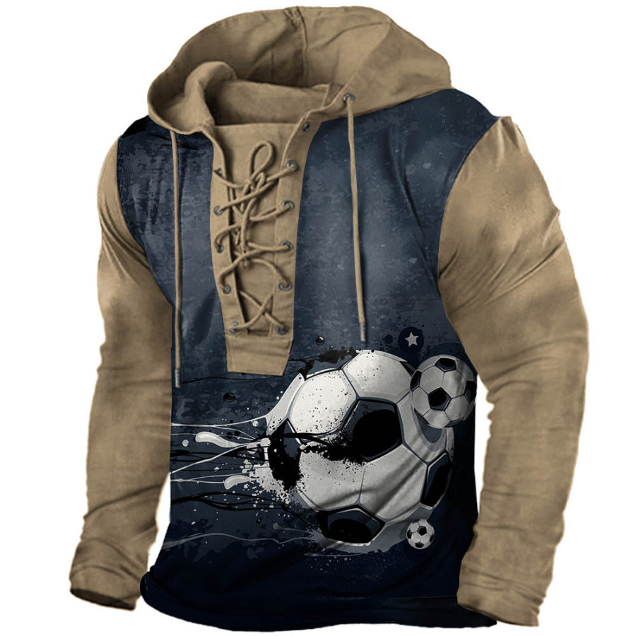 

Men's Outdoor Soccer Splash Graffiti Ink Lace-Up Hooded T-Shirt