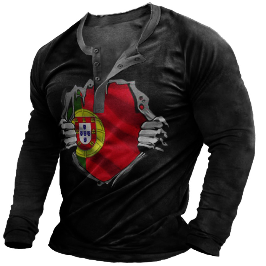 

Men's Vintage World Cup Print Long Sleeve T-Shirt