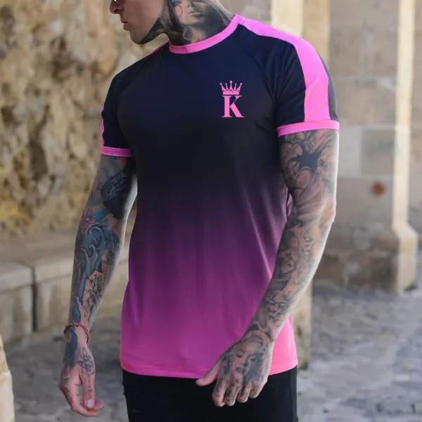 King gradient short-sleeved T-shirt - Nikiluwa.com 