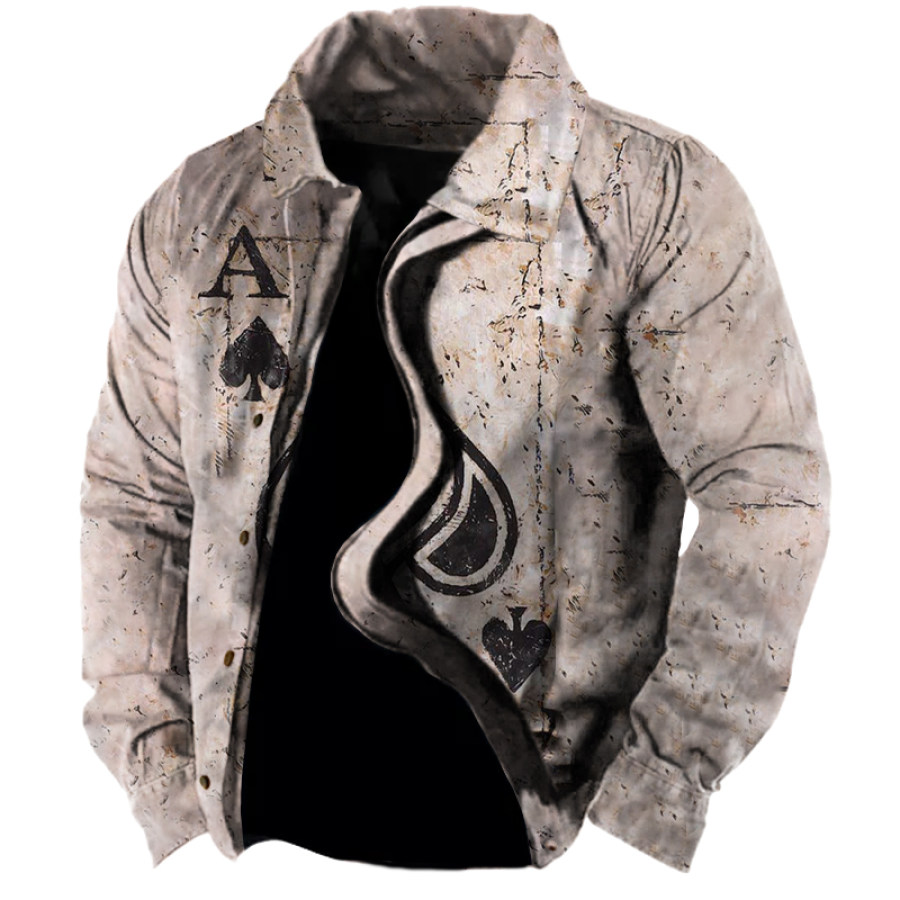 

Men's Poker Print Tactical Jacket