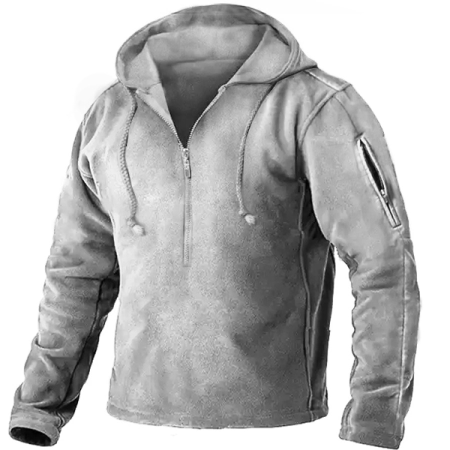 

Men's Outdoor Zip Pocket Tactical Zip Half Hooded Jacket