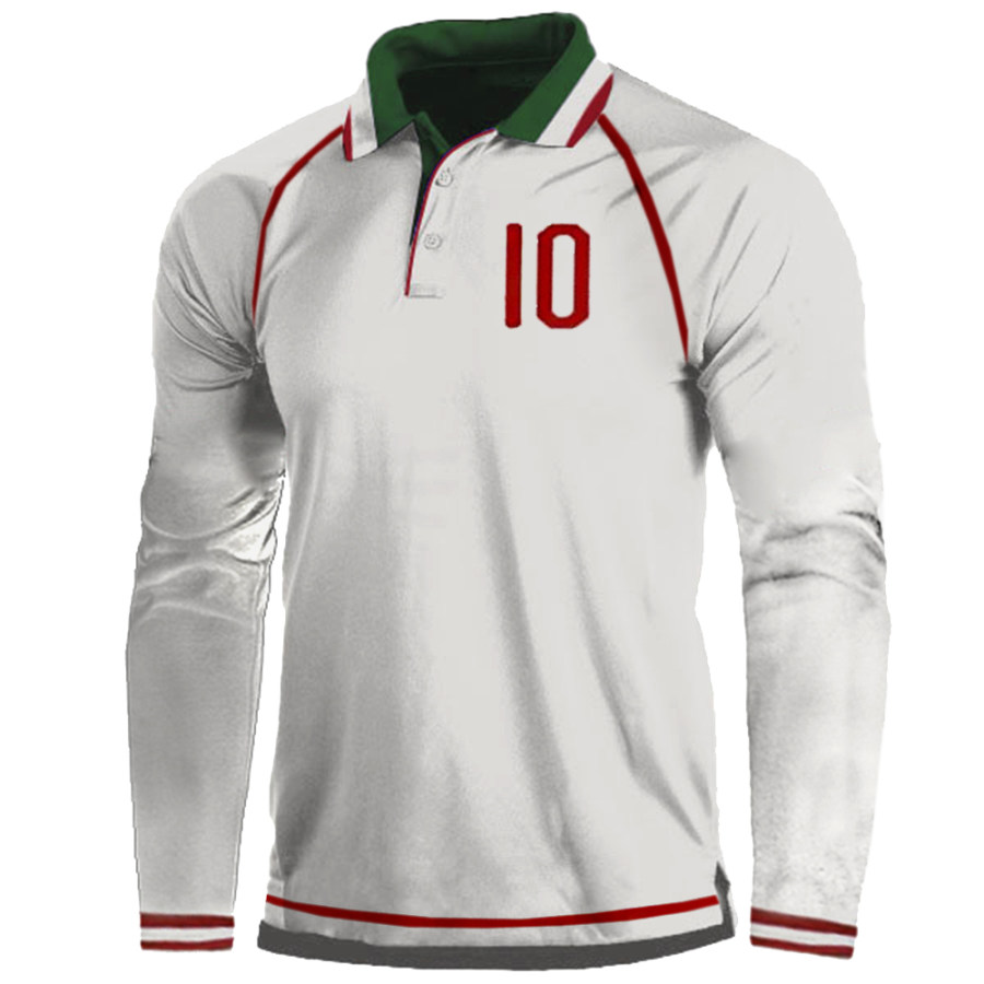 

Men's 2022 World Cup Uniforms Polo Neck Long Sleeve T-Shirt