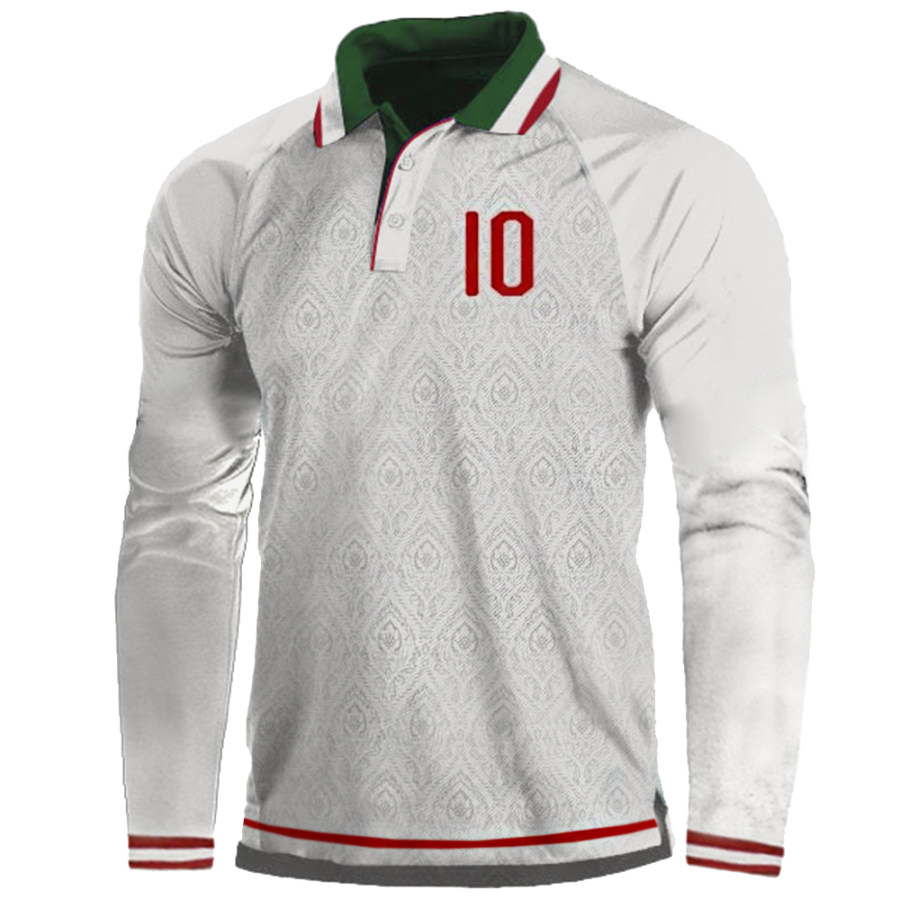 

Men's 2022 World Cup Uniforms Polo Neck Long Sleeve T-Shirt