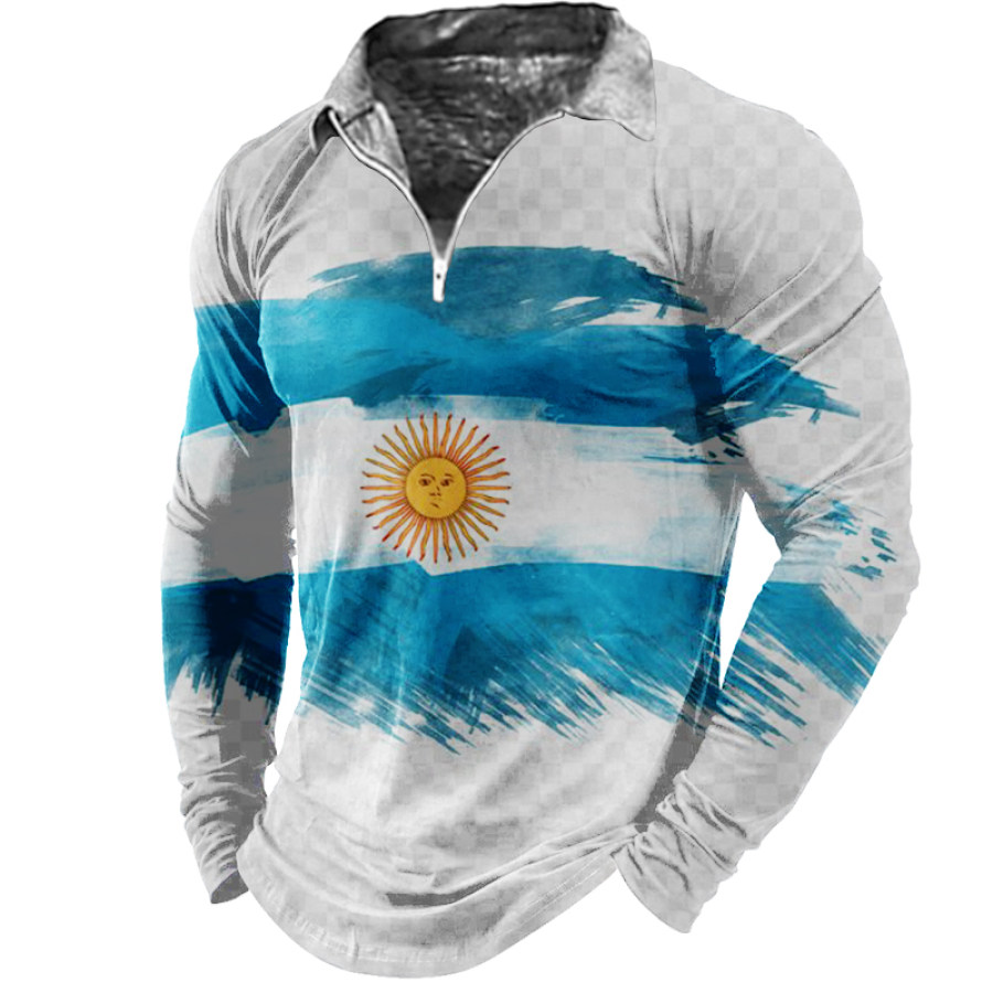 

Men's Vintage World Cup Print Long Sleeve T-Shirt