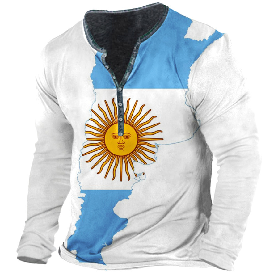 

Men's Vintage World Cup Print Long Sleeve T-Shirt